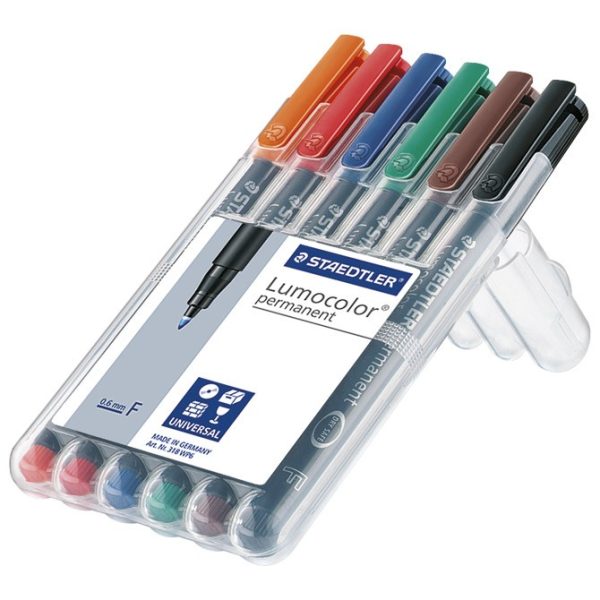 Marker permanentni 0,6mm pk6 Lumocolor Staedtler 318 WP6