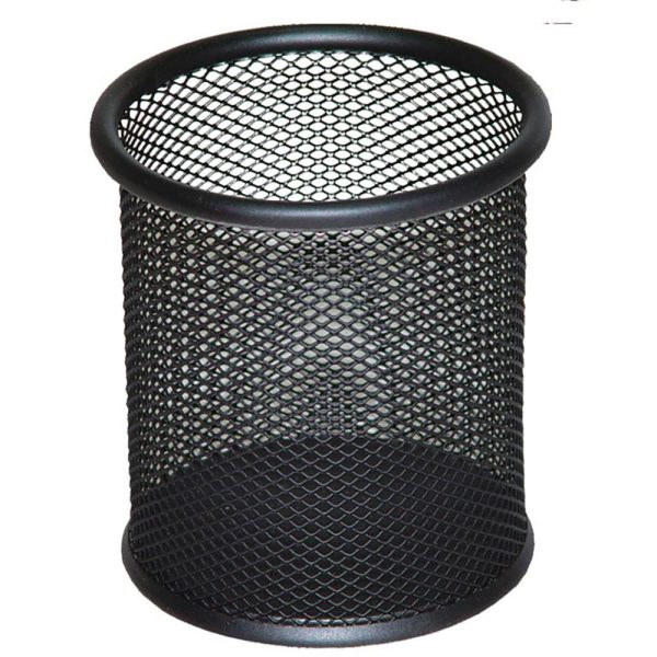 Čaša za olovke metalna žica okrugla fi-91mmxH-98mm crna