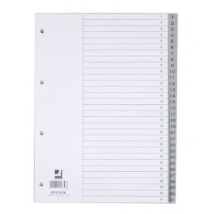 Pregrada plastična A4 brojevi 1-31 siva Q-CONNECT