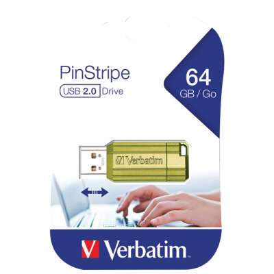 Memorija USB 64GB 2.0 PINSTRIPE VERBATIM 49964 ZELENA BLISTER