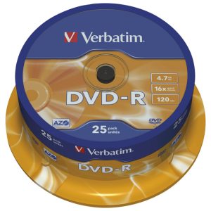 DVD-R 4,7GB 120min. 16x, pakiranje od 25 DVDa spindl Mat Silver Verbatim 43522