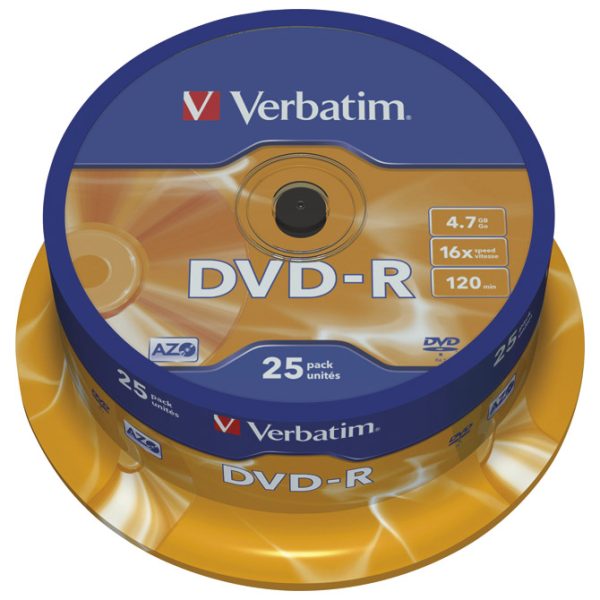 DVD-R 4,7GB 120min. 16x, pakiranje od 25 DVDa spindl Mat Silver Verbatim 43522