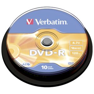 DVD-R 4,7GB 120min. 16x, pakiranje od 10 DVDa spindl Mat Silver Verbatim 43523