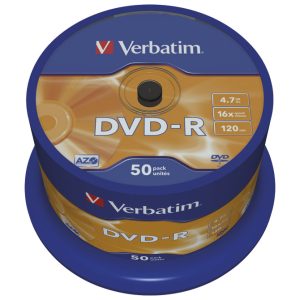 DVD-R 4,7GB 120min. 16x, pakiranje od 50 DVDa spindl Mat Silver Verbatim 43548