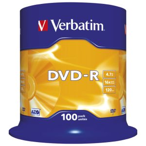 DVD-R 4,7GB 120min. 16x, pakiranje od 100 DVDa spindl Mat Silver Verbatim 43549