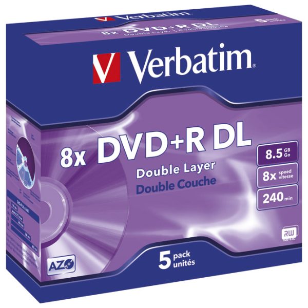 DVD+R DL 8,5GB 240min. 8x JC, Mat Silver Verbatim 43541