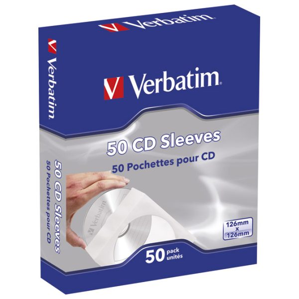 Etui za 1 CD/DVD papir s prozorom, 50 komada u paketu, Verbatim 49992 bijeli