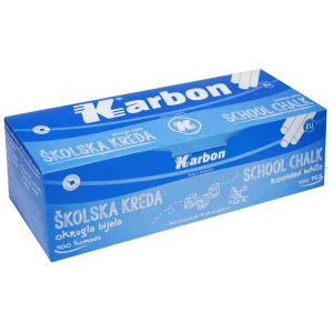 Kreda školska okrugla fi-10mm 100 kreda u kutiji KARBON bijela