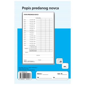 Obrazac A-47a/NCR/EUR popis predanog novca