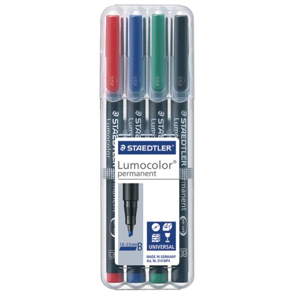 Marker permanentni 1-2,5mm pakiranje od 4 markera, reciklirani Lumocolor Staedtler 314 WP4