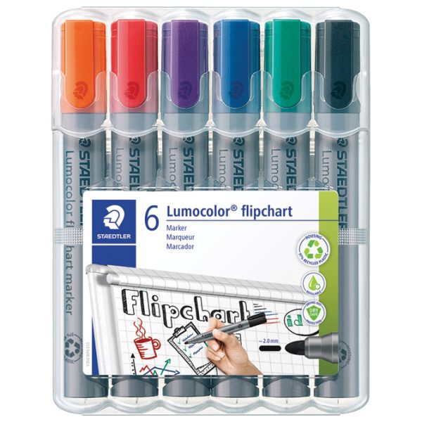 Marker Flipchart 2mm pakiranje od 6 markera, reciklirani Lumocolor Staedtler 356 WP6 sortirano više boja
