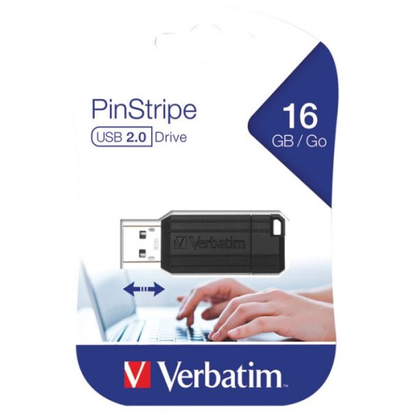 Memorija USB 16GB 2.0 PINSTRIPE VERBATIM 49063 CRNA BLISTER