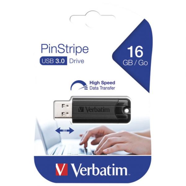 MEMORIJA USB 16GB 3.0 PINSTRIPE VERBATIM 49316 CRNA BLISTER