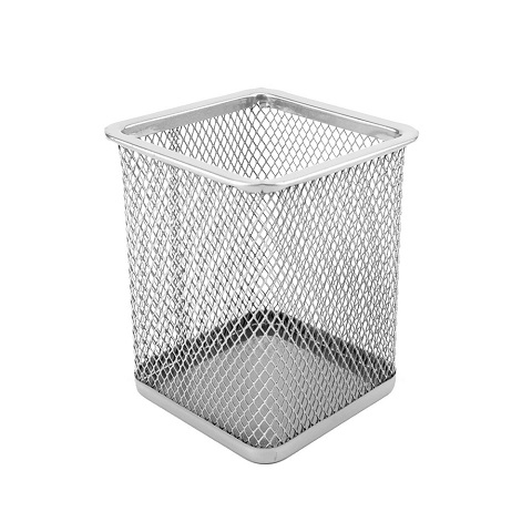 Čaša za olovke četvrtasta žičana 8*8*10cm srebrna 110779 D.RECT