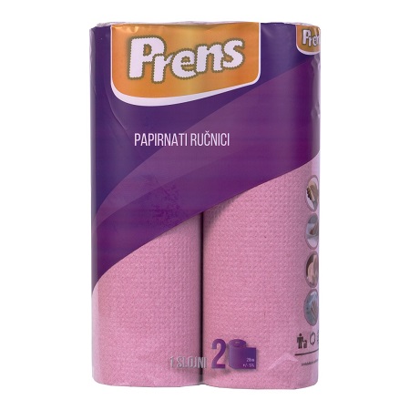 Ručnici papirnati u roli 1slojni 30cm 2/1 krep roza PRENS