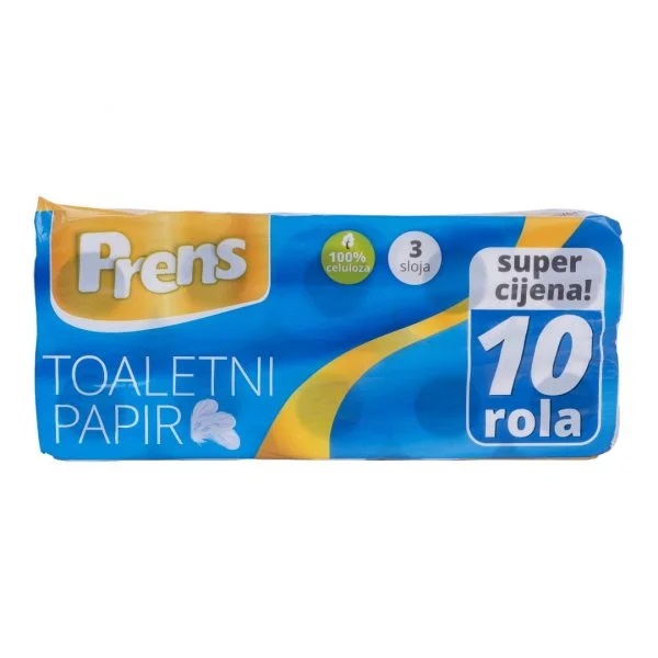 Toaletni papir PRENS u roli 3slojni 10 rola, bijeli
