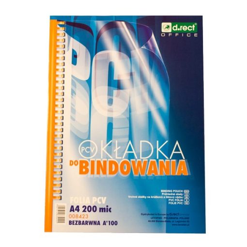 KORICE spiralni uvez 200 microna pvc A4 pakiranje 100/1  D.RECT