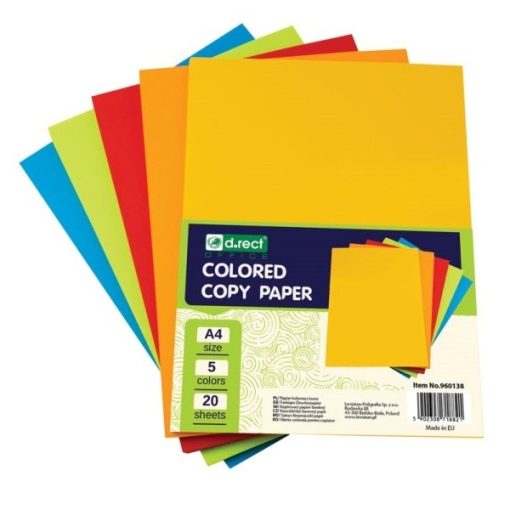 Papir A4 D.RECT 80g mix 5 boja; 100 listova