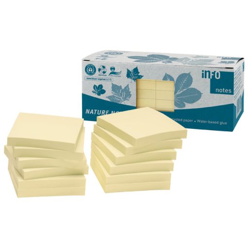 Blok samoljepljiv 75x75mm 12x100L Nature Global Notes 5654-11box žuti