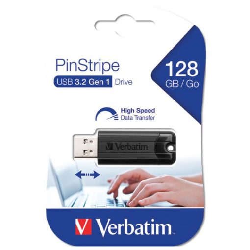 Memorija USB 128GB 3.0 Pinstripe Verbatim 49071 Crna Blister