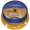 DVD-R 4,7GB 120min. 16x, pakiranje od 25 DVDa spindl Mat Silver Verbatim 43522