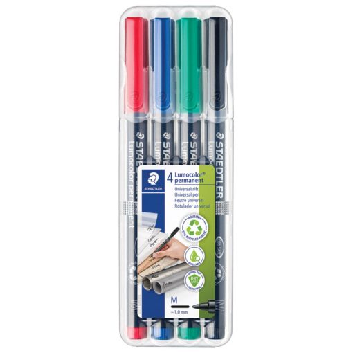 Marker permanentni 1mm pakiranje od 4 markera, reciklirani Lumocolor Staedtler 317 WP4