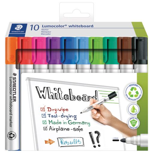 Marker za bijelu ploču 2mm pakiranje od 10 markera, reciklirani Lumocolor Staedtler 351 C10 više boja