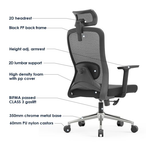 Uredska Stolica PREMIUM ERGO Nexus CRNA - Slika 5